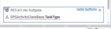 Screenshot: Layout-Editor zeigt das Feld TaskType jetzt als Radio-Buttons-Steuerelement