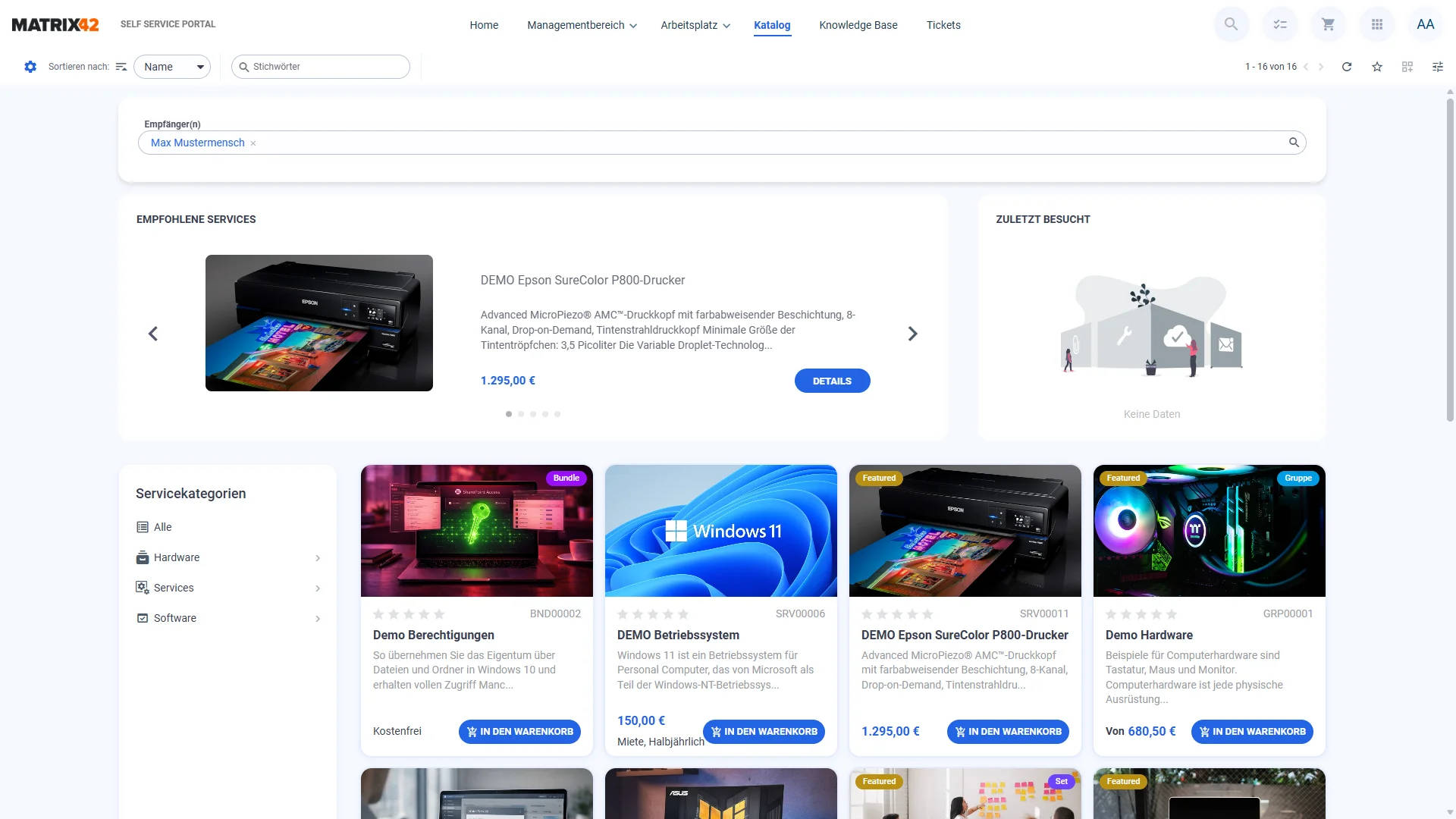 Self-Service-Portal: Wissensartikel und geführte Anfragen