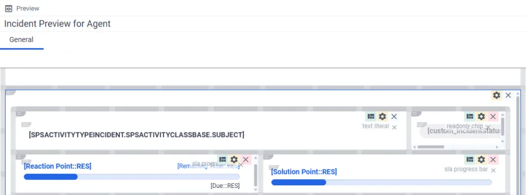 Screenshot: Konfigurierter SLA-Fortschrittsbalken zeigt verbleibende Netto-Arbeitszeit und Zieldatum an